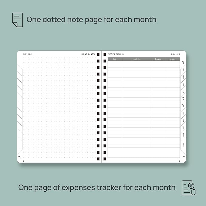 POPRUN Monthly Planner 2025-2026 Spiral Bound (6.5" x 8.5") 18 Months Calendar (Jul 2025 - Dec 2026) - 4 Pages per Month with Monthly Expense & Notes, Sunday Start, Leather Cover - Purple