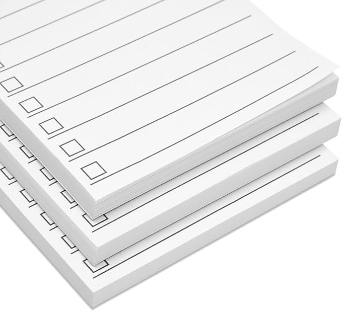 Paper Junkie Grocery & Shopping List Magnetic Notepad for Fridge - 6-Pack Slim Notepads, 3.5 x 9 In, 60 Sheets per Pad, White Magnetic Backing - Checkboxes for To-Do & Grocery Items