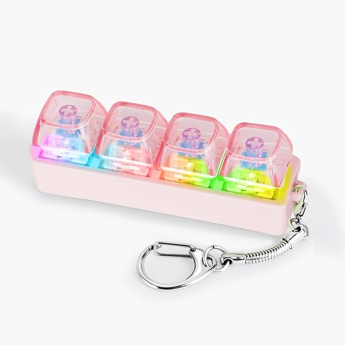 Keyboard Fidget Toy for Adults Keyboard Clicker with LED Light Keychain Fidget Stress Relief Sensory Toy