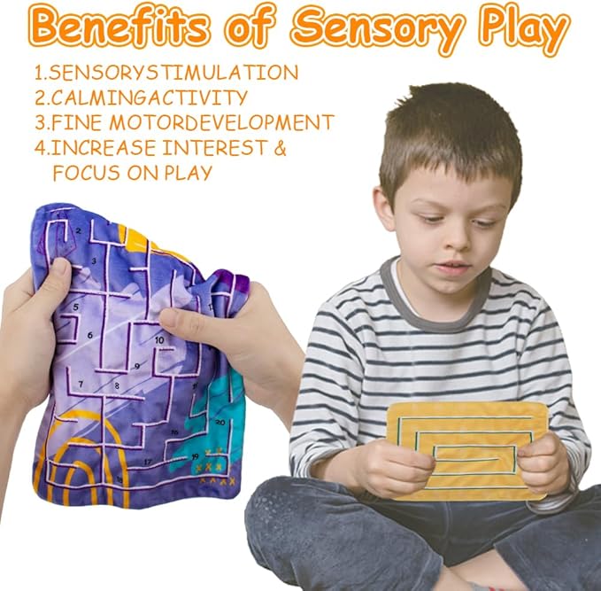 5 Pcs Marble Maze Mat Sensory Fidget Stress Relief Toys,Sensory Mat Anxiety Calming Toys,Tactile Sensory Toys for Kids Adults Teens Autism with Special Needs School Classroom Home Supplies,2 Sizes