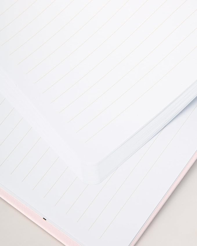 Eccolo Large Lined Journal Notebook, Flexible Cover, Writing Journal, 256 Ruled White Pages, Ribbon Bookmark, Lay Flat, Desk Size for Work or School, Beautiful & Capable (Pink, 8x10 inches)