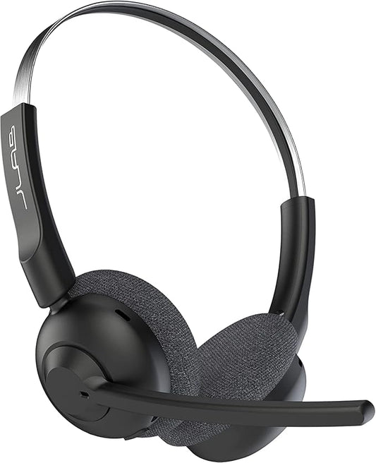 JLab Go Work Pop On-Ear Wireless Headset, Black, 50+ Hours Playtime, Bluetooth Multipoint, Rotating Boom Mic, Noise Canceling MEMS Microphone, Light-Weight, Portable, PC/Mac| Mobile (4 Pack)
