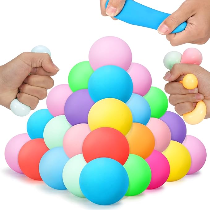 36Pcs Stress Balls Set for Adults and Kids - Squishy Ball Sensory Fidget Toys for Anxiety Relief - Squeeze Ball Party Favors Bulk Pack - Classroom Prize - Birthday