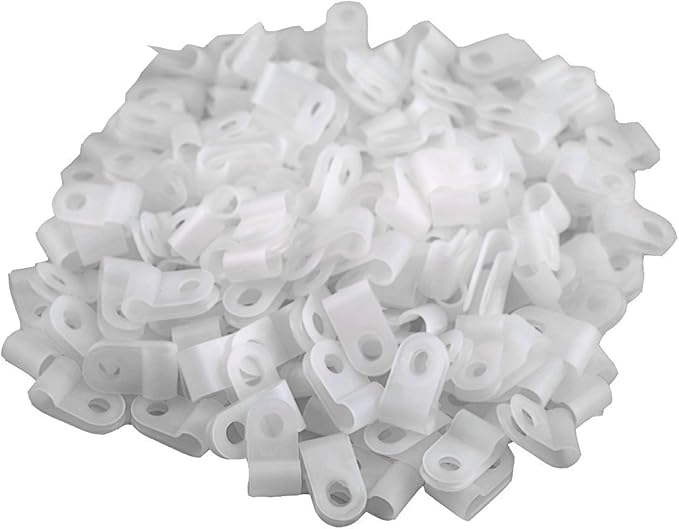 XINGYHENG 200pcs White Nylon R-Type Cable Clamps Fastener for 1/8 Inch (3.2mm) Dia Wire Tube (Plastic Wire Cord Clip Fixer)