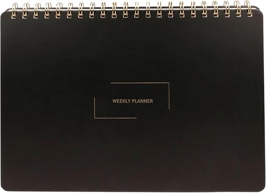Undated Weekly Planner | 8.25” x 11.75” Work To-Do Notebook | ADHD Academic Organizer | Multi-Layout | Men and Women Planner | College Supplies | Black | Landscape Layout