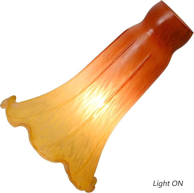 Bieye LS25 Lily Flower Blown Glass Lampshade (Orange Yellow, Opening I.D. 1.26" x O.D. 1.5")