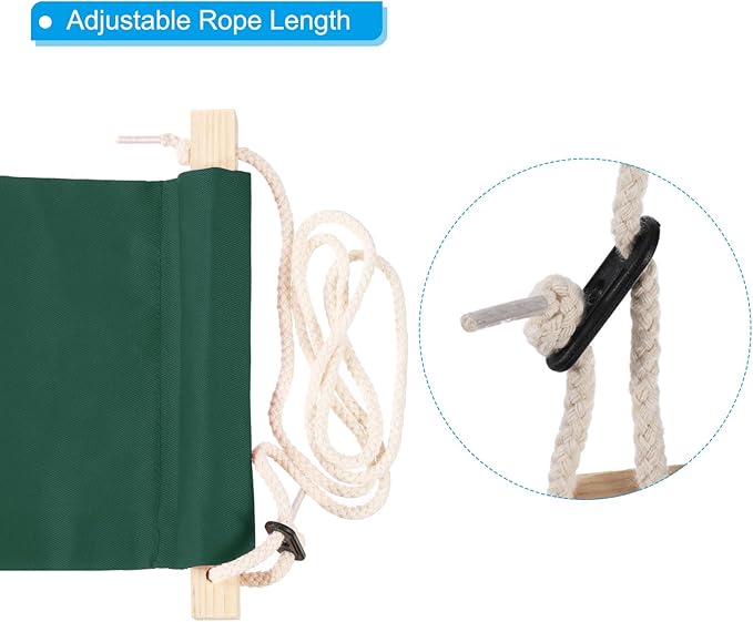 PATIKIL Foot Hammock Under Desk, Adjustable Foot Rest Sling with Hooks Portable Desk Footrest for Airplane Travel Home Office, Dark Green Style 1