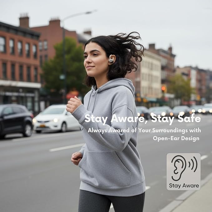 Open Ear Earbuds, Open Ear Headphones with 16mm Speakers, Bluetooth 5.4 Wireless, Biaxial Rotation, Lightweight, 20H Playtime, Over Ear Bluetooth Headphones for Running, Workout, IPX5 Waterproof