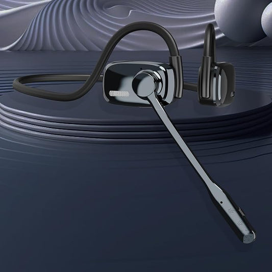 Bluetooth Headphones, Bluetooth V5.4 Wireless Headphones with Noise Cancelling Mic, 12H Playtime, 15.4mm Diaphragm Driver, Open Ear Headset for Office Meeting Running Cycling Driving (Gunmetal)