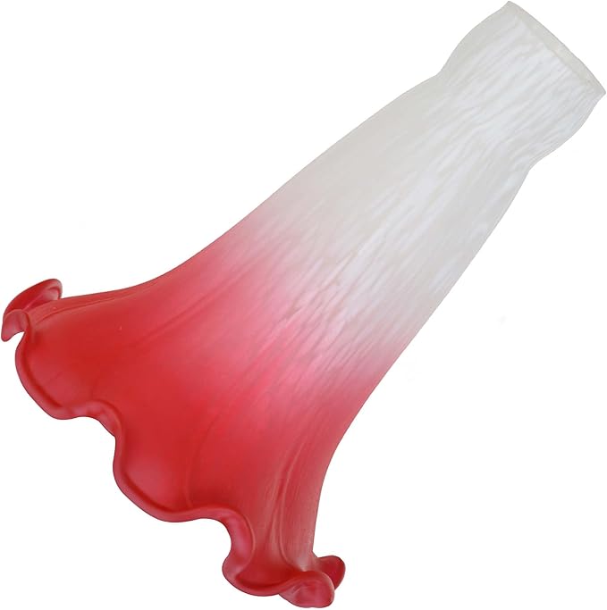 Bieye LS06S Lily Flower Blown Glass Lampshade (White Red, Opening I.D. 0.87" x O.D. 1")