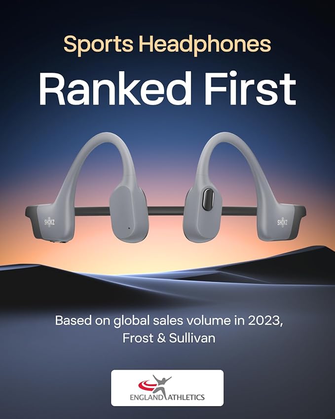 SHOKZ OpenSwim Pro - Open-Ear Bluetooth & MP3 Bone Conduction Sport Headphones, Swimming Headphones, IP68 Waterproof, Grey