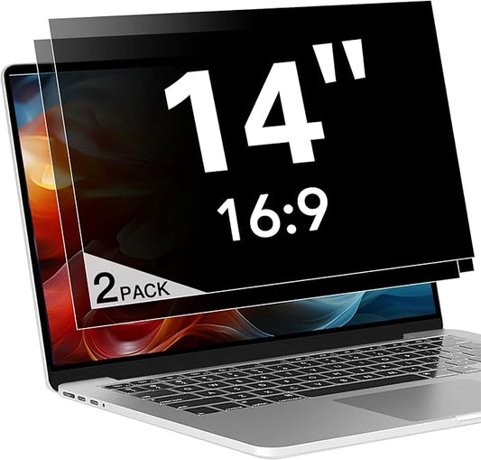 2 Pack (1920x1080) Display 14 Inch Laptop Privacy Screen 16:9, Anti Blue Light Glare & Anti Scratch Computer Privacy Shield, Not for 14" with 1920x1200 Resolution Laptop