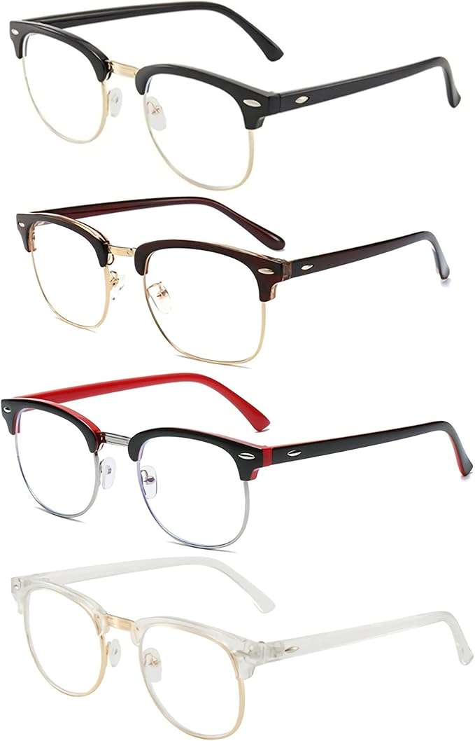 Computer Gaming Blue Light Blocking Glasses Half frame Retro Semi Rimless Clear Lens Glasses Eyewear Men Women