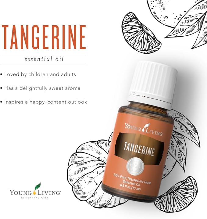 Young Living Tangerine Essential Oil 15ml - Delightfully Sweet Aroma, Contented Mindset When Diffused - Offers a Fresh, Sweet, Citrus Flavor, Provide Digestive, Lymphatic, and Immune Support