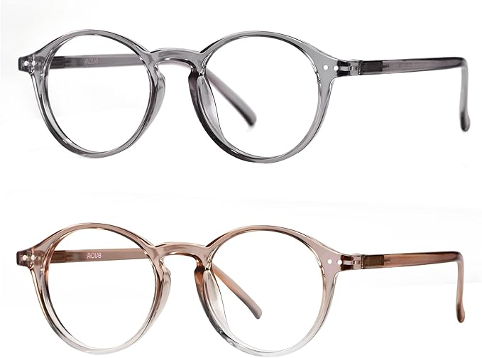 Blue Light Blocking Glasses Round Retro Computer Gaming Glasses Women Men UV Protection AB3303 (Grey/Brown)