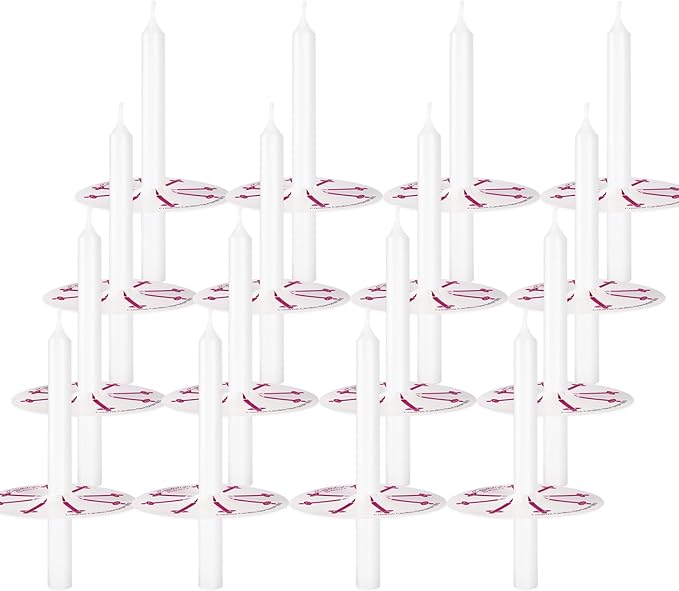 100 White Odorless Taper Candles - Handheld with Drip Protection, 5 Inches - Church & Sabbath Religious Candles