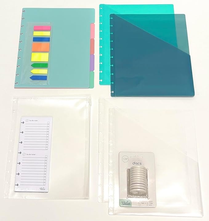 Talia Discbound Notebook Refills (Deluxe Expansion Kit (Pastel Dividers), Midsize (7.5in x 9.75in))