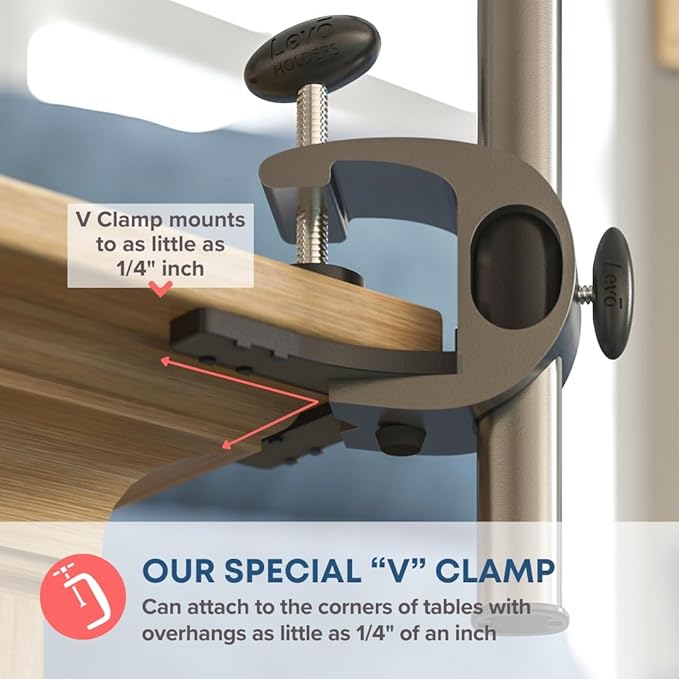 LEVO G2 Clamp on Tablet Holder for Desk: iPad Holder Stand, Kindle Holder, iPad Desk Mount, Premium