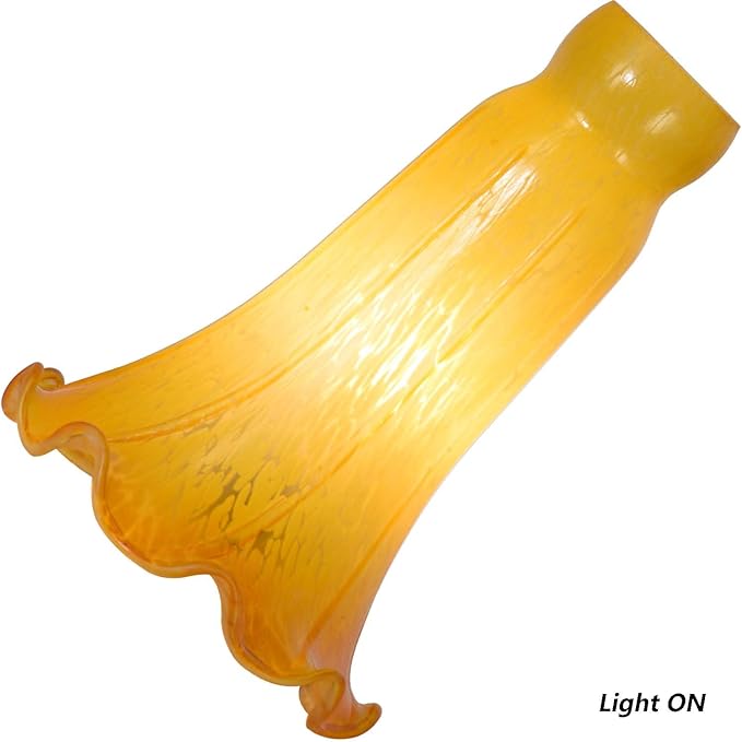 Bieye LS98 Lily Flower Blown Glass Lampshade (Yellow, Opening I.D. 1.26" x O.D. 1.5")