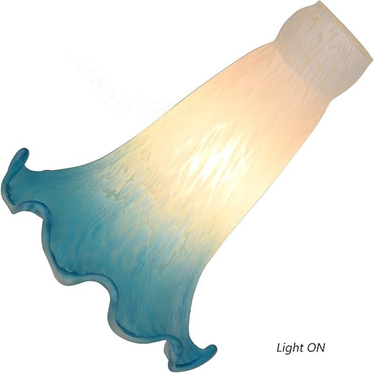 Bieye LS04S Lily Flower Blown Glass Lampshade (White Blue, Opening I.D. 0.87" x O.D. 1")
