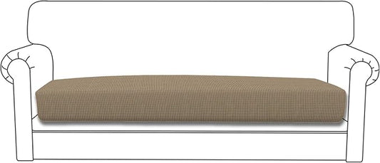 Easy-Going Stretch Cushion Cover Sofa Cushion Furniture Protector Sofa Seat Sofa slipcover Sofa Cover Soft Flexibility with Elastic Bottom(Oversized Sofa Cushion,Natural)