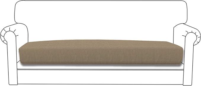 Easy-Going Stretch Cushion Cover Sofa Cushion Furniture Protector Sofa Seat Sofa slipcover Sofa Cover Soft Flexibility with Elastic Bottom(Sofa Cushion,Natural)