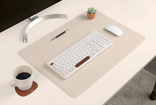 Dual-Sided Leather Desk Pad,Blotter for Laptop Computer,Mouse Pad,Writing,Drawing,Arts and Craft Mat (17"x24", Beige/Brown)