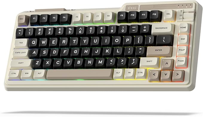 K75 Lite Wireless Mechanical Keyboard, 75% Gasket Mount RGB Gaming Keyboard w/ 3-Mode Knob BT 5.0/2.4G/USB-C Wired, Hot Swappable, 5-Layer Padding & Creamy Linear Switches, Compact 82 Keys