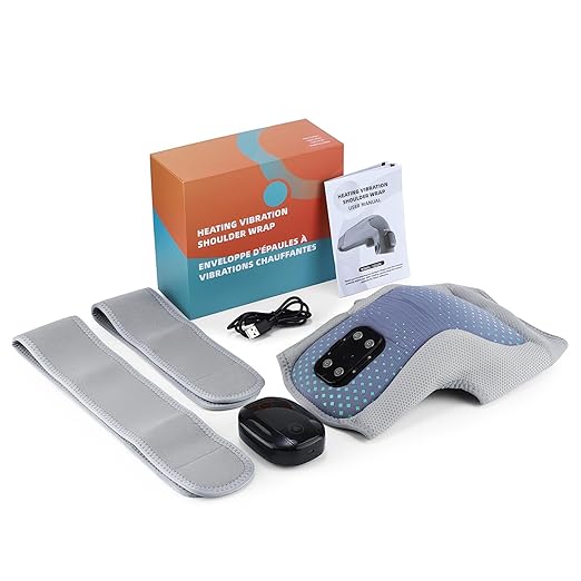Upgrade Electric Shoulder Wrap for Men Women, Shoulder Heating Pad with Heat Settings/Massager/Timer Modes, Heated Shoulder Braces for Shoulder Deep Issues, Cordless Heating Pad