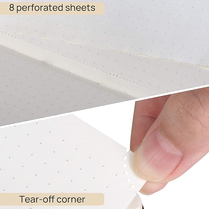 POPRUN Spiral Dotted Journal Notebook, 7-1/4" x 9-1/2" - 120 GSM Thick Paper, 220 Numbered Pages, Hardcover for Men & Women with Pocket, Index Tabs, 8 Perforated Sheets, Haze Blue