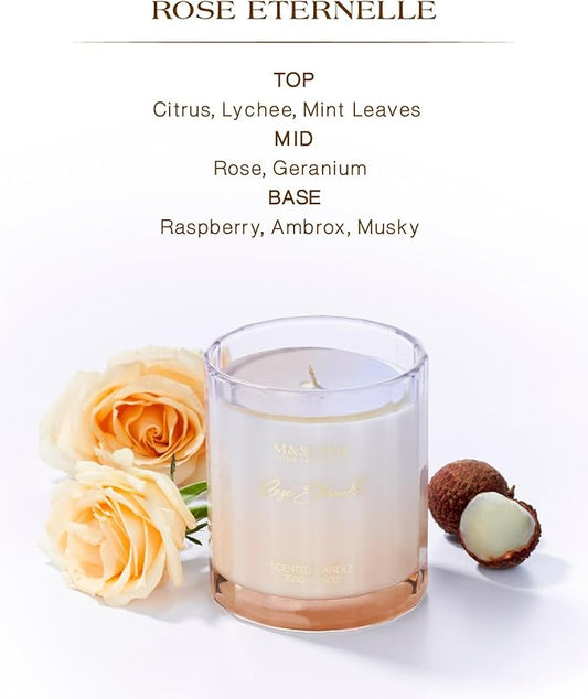 M&SENSE Rose Scented Candles for Home - 10.6oz 60 Hours Burn Natural Soy Wax Flower Scent for Girlfriend, Aromatherapy Candle for Relaxing Meditation Yoga Spa
