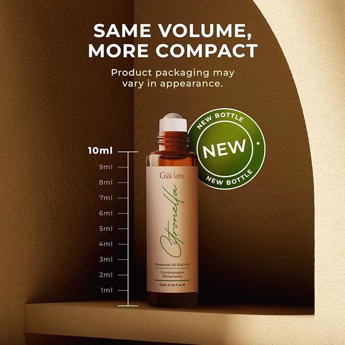 Gya Labs Citronella Essential Oil Roll on - 100% Pure Natural Citronella Oil Roller - Energizing Aromatherapy for Outdoor Protection, Travel Size (0.34 Fl Oz)