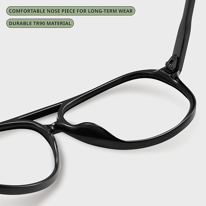 livho Vintage Aviator Blue Light Blocking Glasses, Fashion Oversized Frames with UV Protection Coating, Unisex Design