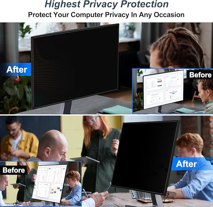 [2-Pack] 24 Inch Privacy Screen for Monitor Computer Screen Privacy Filter for 16:9 Widescreen Monitor Desktop PC Monitor Privacy Film Monitor Privacy Shield and Anti-Glare Protector