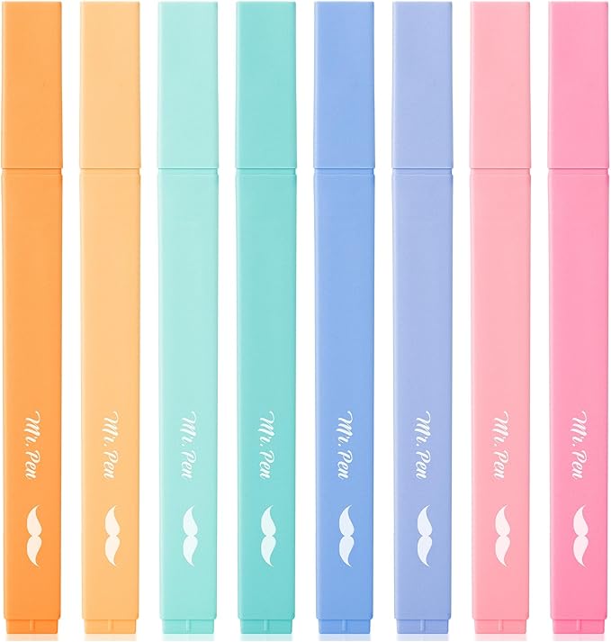 Mr. Pen- Aesthetic Highlighters, 8 pcs, Chisel Tip, Assorted Colors, Cute Highlighters Assorted Colors