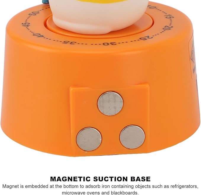 Mechanical Countdown Timer, 60 Minutes Mechanical Kitchen Timer Eco Friendly Loud Alarm Magnetic Base Cute Animal Shape for Kitchen (Kitten with Orange Base)