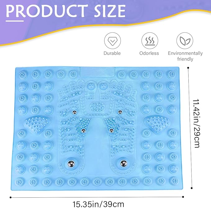 Feet Massage Pad Massager Tool Foot Acupressure Mat Pressure Relief Pad Foot Acupressure Cushion Shiatsu Reflexology Massager (Blue)