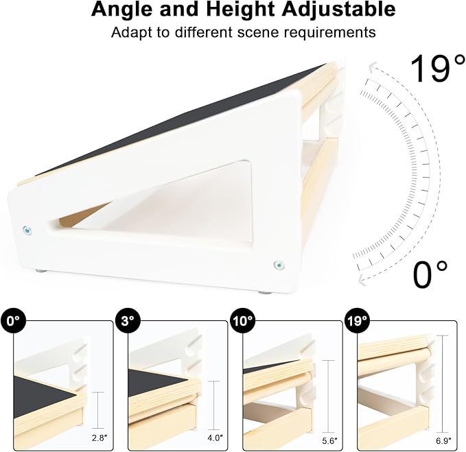 WOOD CITY Foot Rest for Under Desk at Work, 3 Heights Adjustable Footrest with Silicone Surface, 2 in 1 Foot Stool Improve Posture, Reduce Fatigue & Pain, Ideal for Home/Office/Gaming (Natural-White)