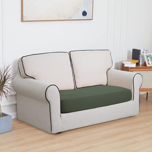 Easy-Going 100% Waterproof Loveseat Sofa Seat Cushion Slipcovers Couch Cushion Cover Stretch Furniture Protector for Kids, Pets (Loveseat Cushion, Grayish Green)