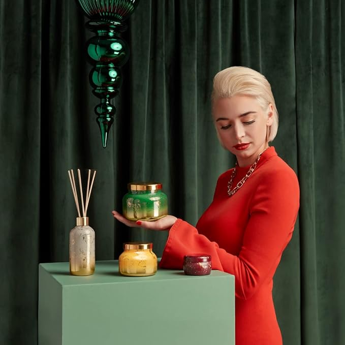 Capri Blue Glimmer Reed Diffuser Set - Includes Diffuser Sticks, Scented Oil, and Decorative Glass Bottle - Home Decor Room Freshener - Capri Blue Home Fragrance - Volcano (8 fl oz)