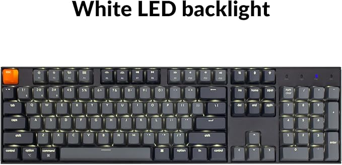 Keychron K10 Full Size Layout White LED Backlit Hot-Swappable Mechanical Keyboard for Mac Windows, Multitasking 104-Key Bluetooth Wireless/USB Wired Computer Keyboard with K Pro Brown Switch
