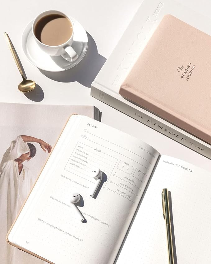 KUNITSA CO. Reading Journal for Avid Readers (104 reviews). Gift for Book Lovers. Review and Track Your Reading (Blush, Avid Reader Edition)