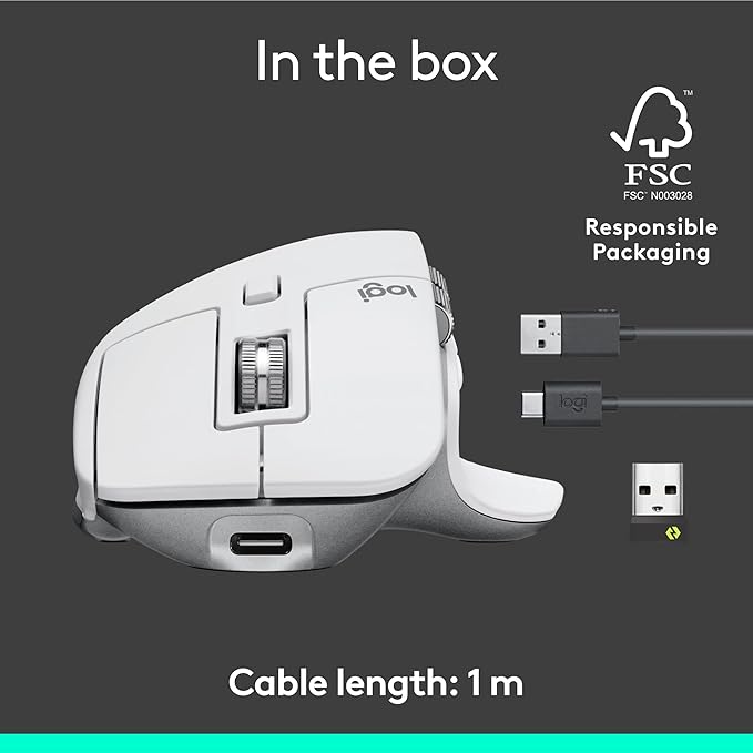 Logitech MX Master 3S Wireless Mouse Standard Edition with Logi Bolt USB Receiver + MX Creative Console: Mouse, Programmable Keys and Dial for Graphic Design, Video Editing, Adobe and More - Pale Grey