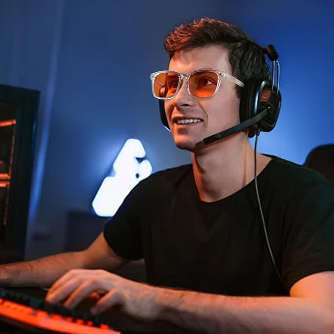 OPTOFENDY Blue Light Glasses for Men Women, Gaming Glasses for Computer, TV, Phone with Anti Fatigue, Eyestrain & UV Glare