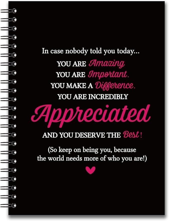 YAZMEEN Inspirational Blank Spiral Notebook（160 Pages） You are Incredibly Appreciated Hardcover Sketchbook Office Notebook Gift Funny Encouragement Gift for Women Men Employee Coworker Leader Friend