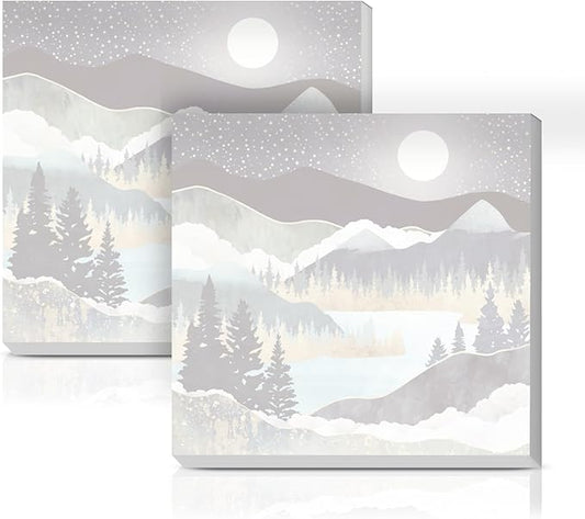 Sticky Notes 3x3 Inches, 2 Pads Cute Colorful Self-Stick Note Pads, Easy to Post for Home, Office and Daily Life Organization Night Moon Mountain