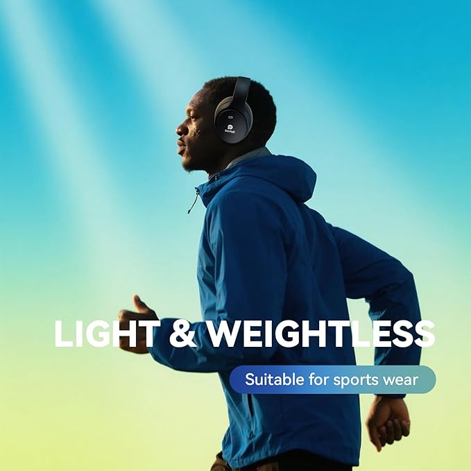 M3 Hybrid Active Noise Cancelling Headphones, Wireless Over Ear Bluetooth Headset, 30H Playback Time, High-Resolution Audio, Bass, Memory Foam Earplug, Suitable for Home Office Travel