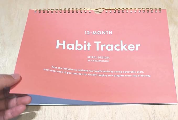12-Month Habit Tracker Calendar – Minimalist Spiral Wall Planner for Goals & Productivity, Daily/Weekly/Monthly Tracking, Wire-O Hanger, Thick 200 gsm Paper, Neutral Design