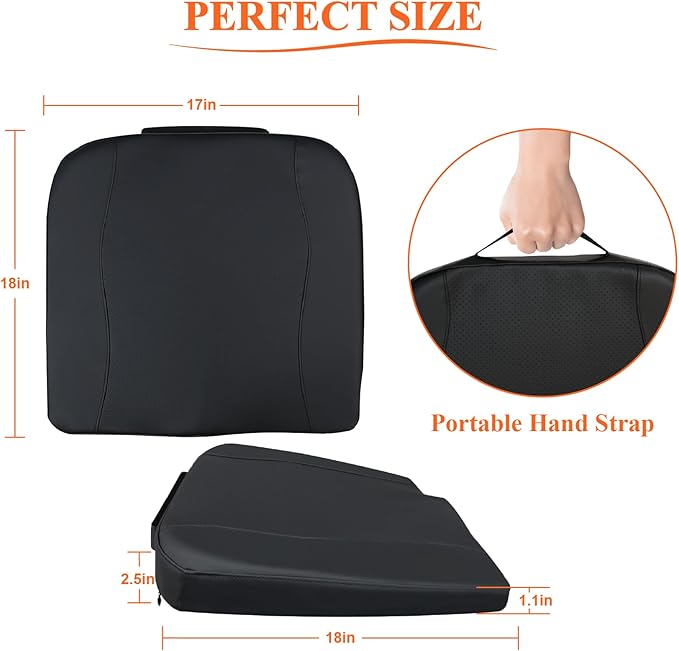 kingphenix Premium Car Seat Cushion, Memory Foam Driver Seat Cushion to Improve Driving View- Coccyx & Lower Back Pain Relief - Seat Cushion for Car, Truck, Office Chair (Classic Black)