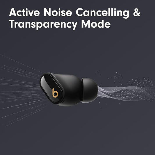 Beats Studio Buds + | True Wireless Noise Cancelling Earbuds, Enhanced Apple & Android Compatibility, Built-in Microphone, Sweat Resistant Bluetooth Headphones, Spatial Audio - Black/Gold